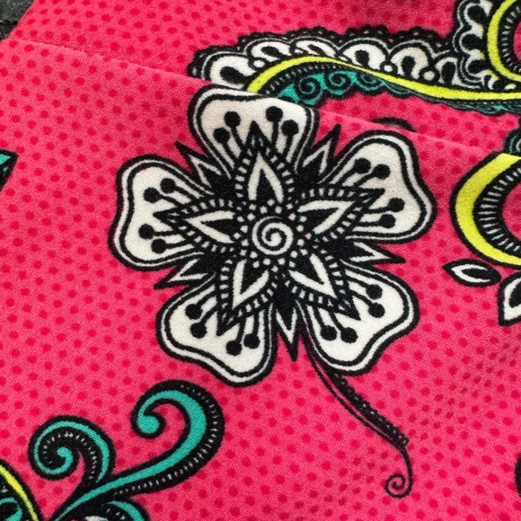 LuLaRoe Tall & Curvy Plus Size 1X Vibrant Pink Polka Dot Paisley Floral Leggings - Picture 5 of 10